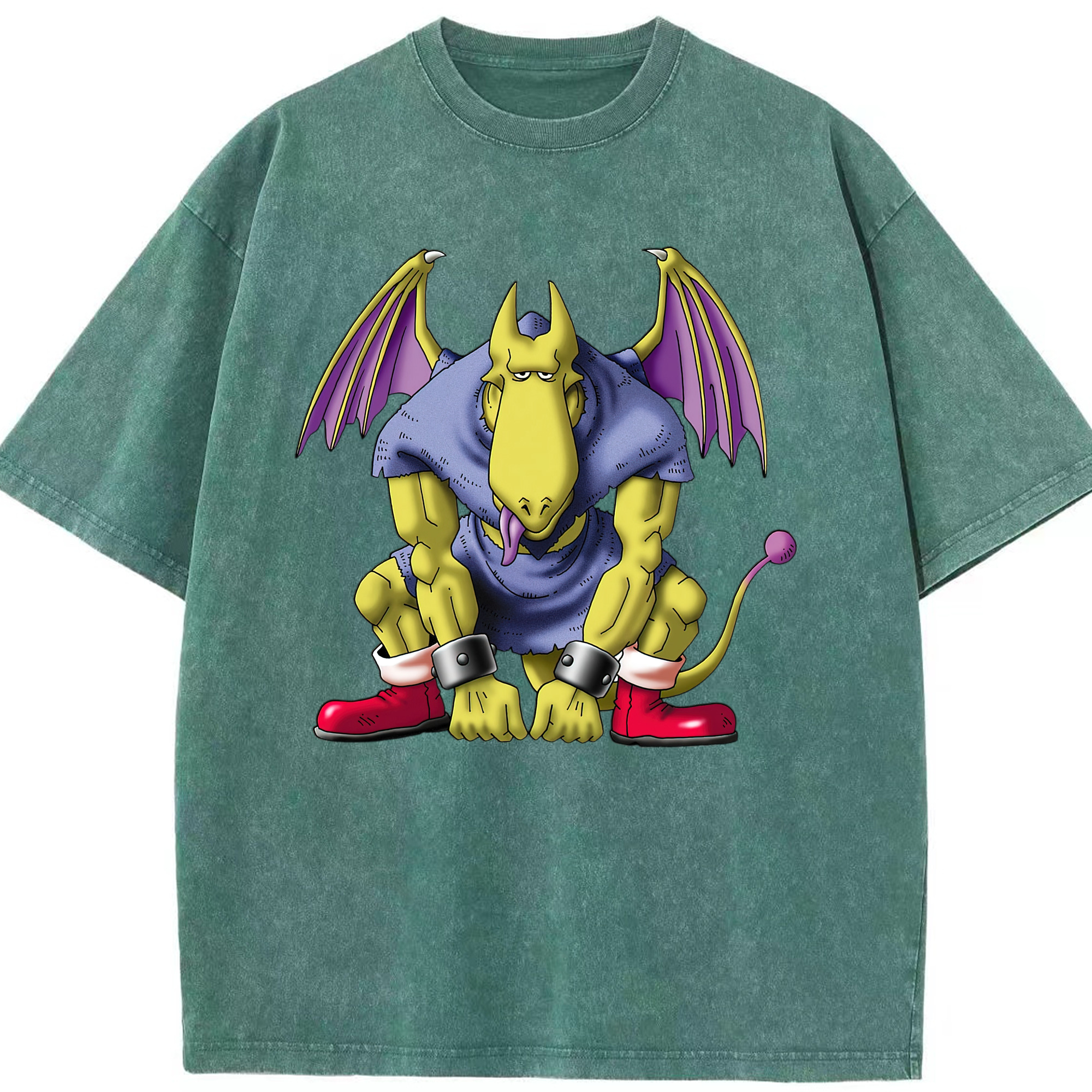 （画像用） ドラゴンクエスト Doragon Kuesuto Dragon Quest 綿100% ヴィンテージ風 半袖Tシャツ（フロントプリント）